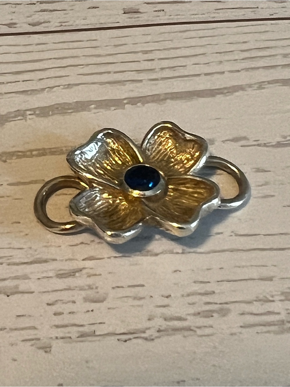 LeStage Sterling Silver Dogwood Birthstone Clasp Blue Center